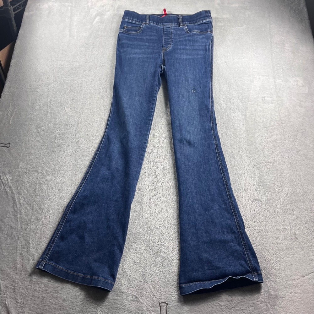 Spanx Flare Jeans Womens Medium Blue Pull‎ On High Rise Denim Pants 20327R
